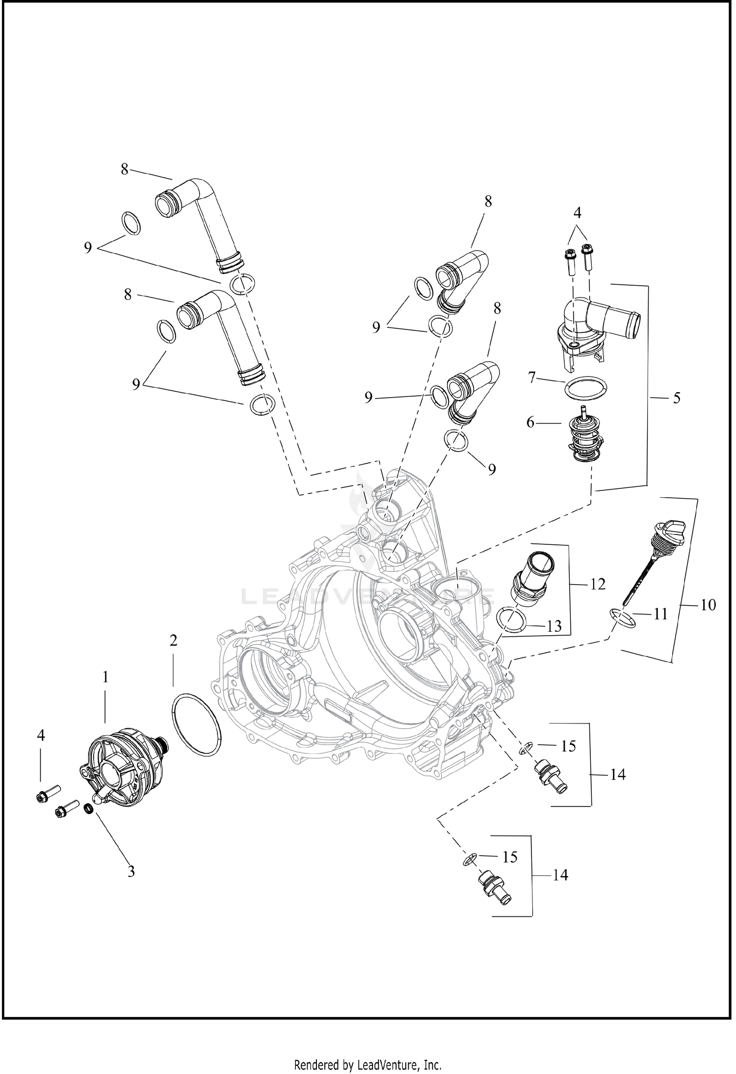 COOLANT PUMP AND THERMOSTAT