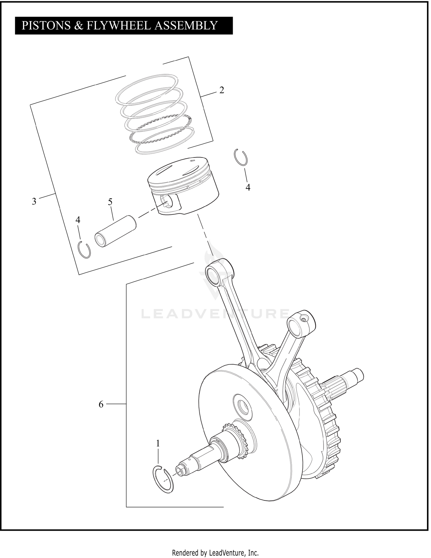 PISTONS & FLYWHEEL ASSEMBLY - TWIN CAM 96™