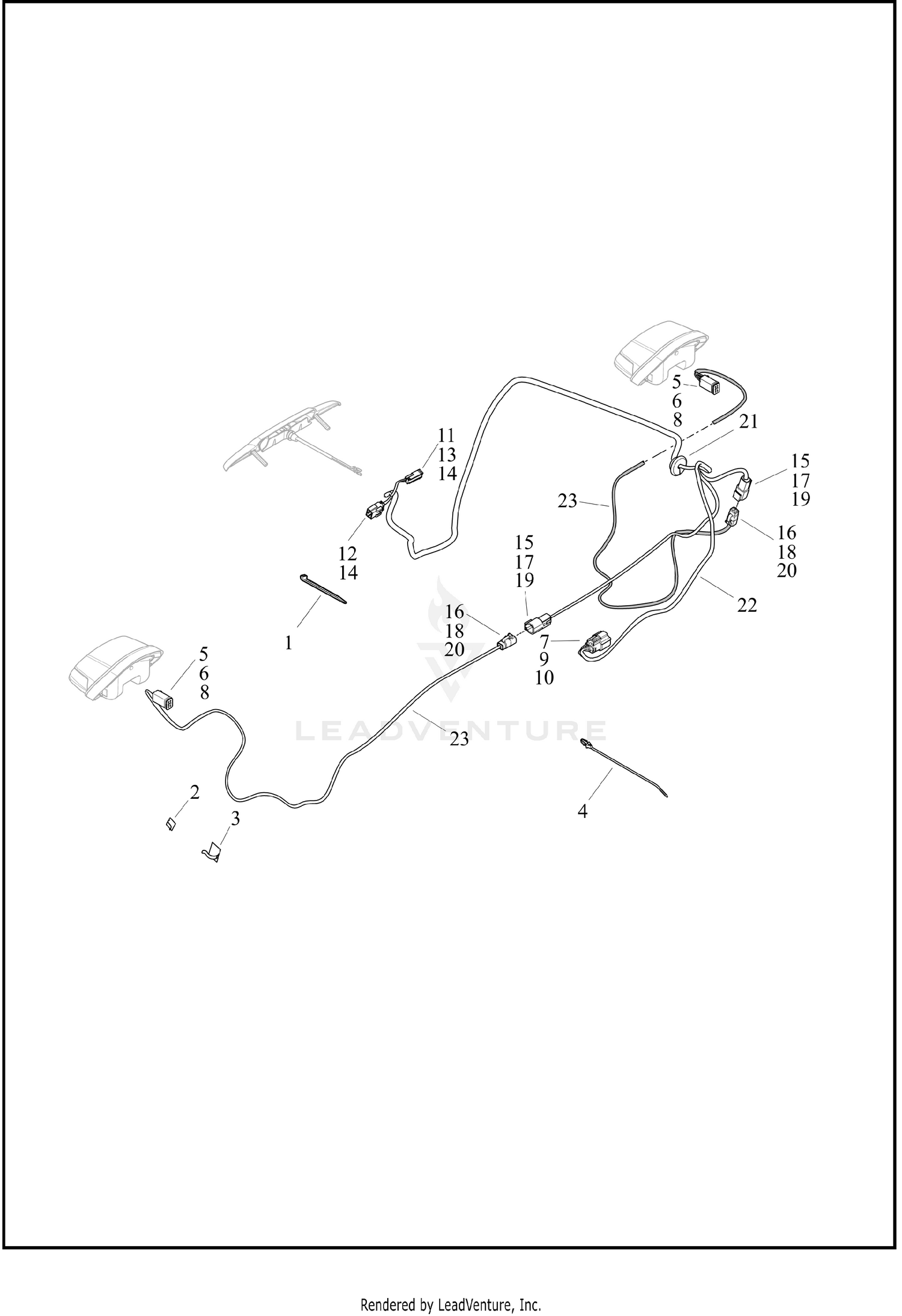 WIRING HARNESS, TURN SIGNALS AND LIGHTS, REAR - FLHTCUTG, FLHTCUTGANV (HDI)