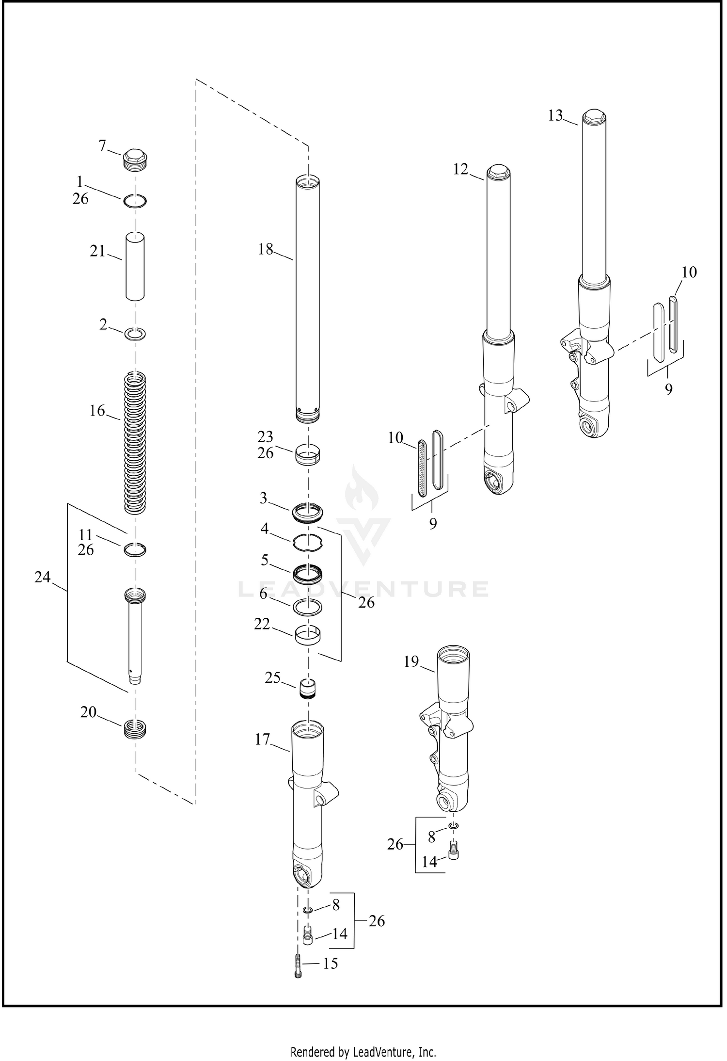 FORK, FRONT - FLFB, FLHC, FLSTFI