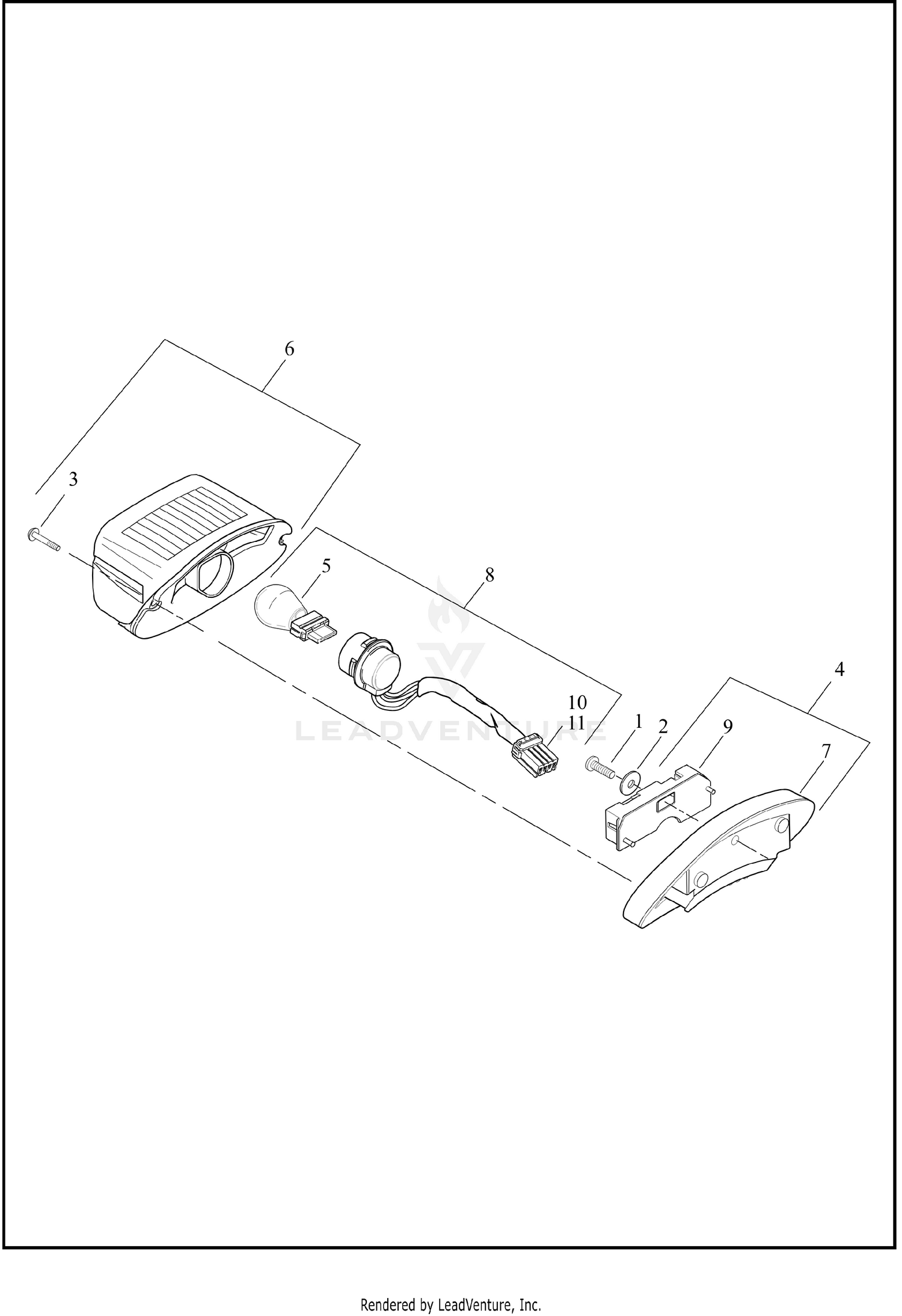 TAIL LAMP AND TURN SIGNALS, REAR - FLHTCUTG -DOMESTIC