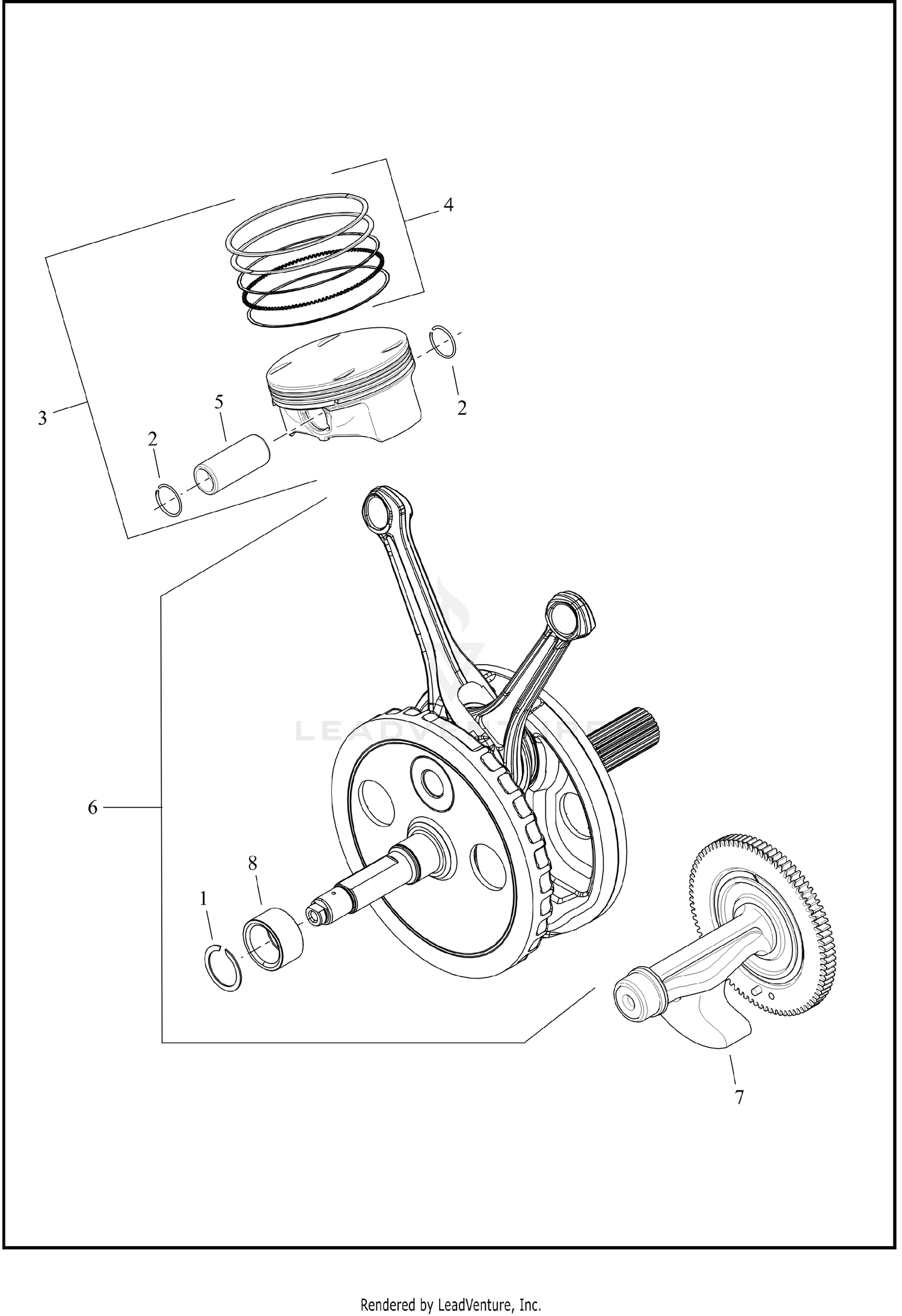 PISTONS AND FLYWHEEL ASSEMBLY - MILWAUKEE-EIGHT® 114 ENGINE