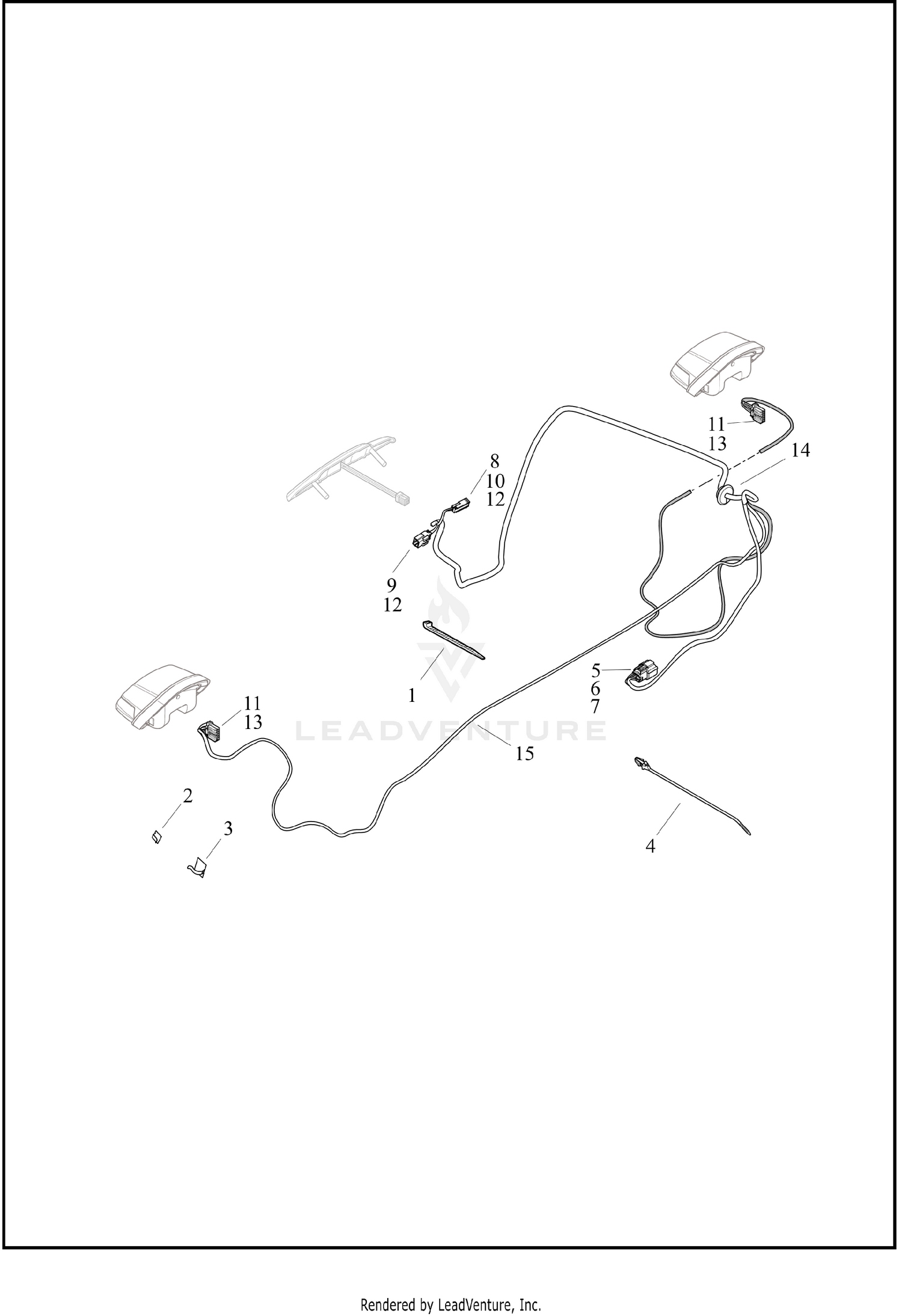 WIRING HARNESS, TURN SIGNALS AND LIGHTS, REAR - FLHTCUTG, FLHTCUTGANV (DOMESTIC)