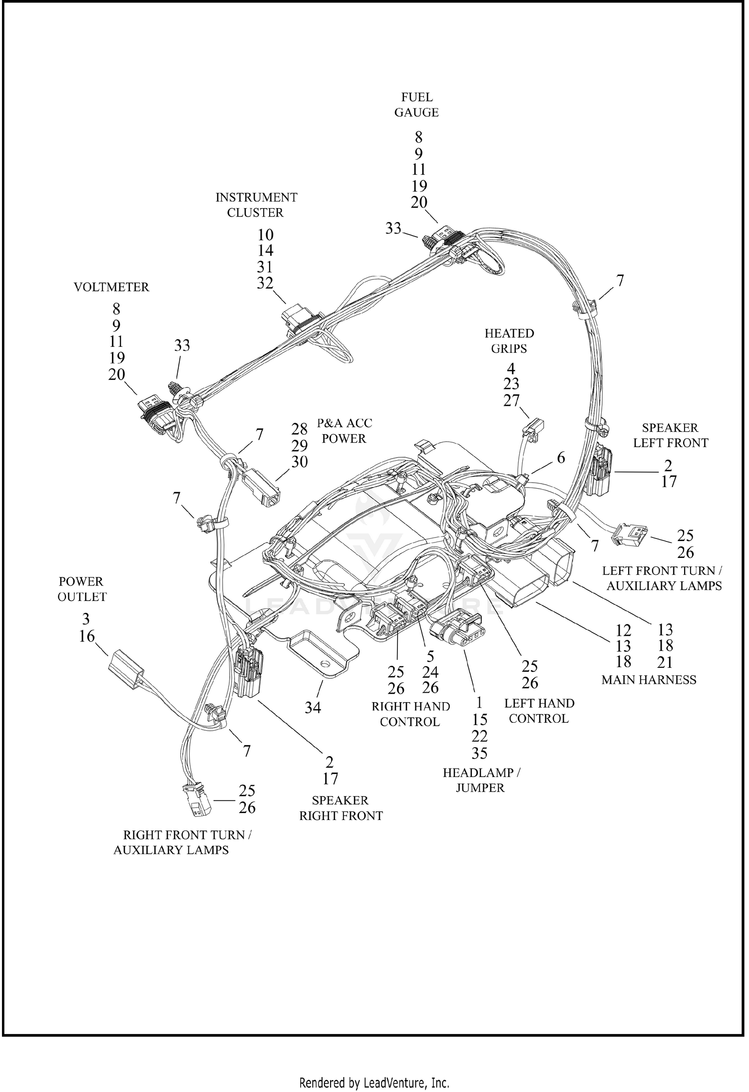 WIRING HARNESS, FAIRING - FLHTCUTG, FLHTCUTGANV -DOMESTIC, JAPAN, AUSTRALIA