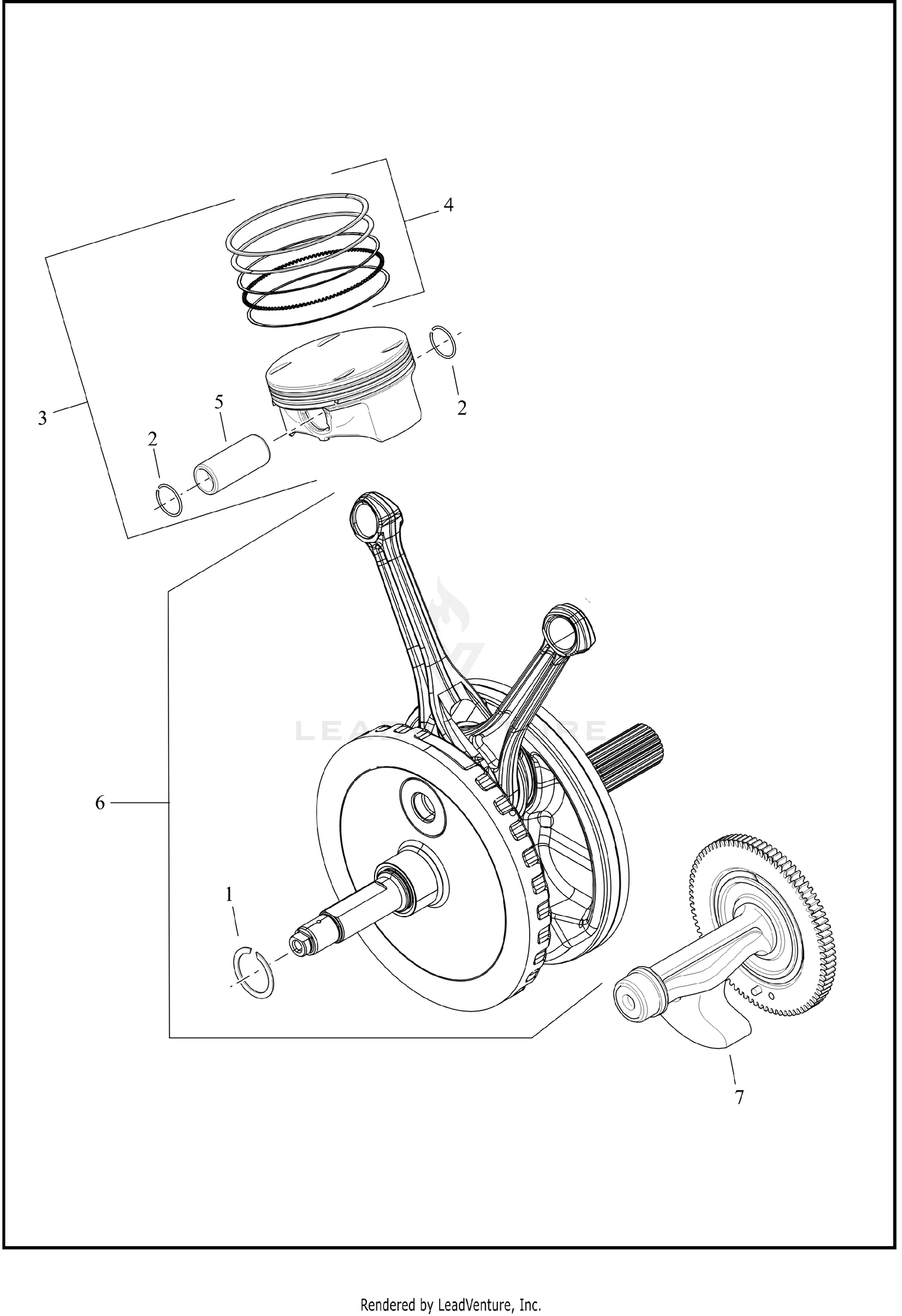 PISTONS AND FLYWHEEL ASSEMBLY - MILWAUKEE-EIGHT® 121 ENGINE