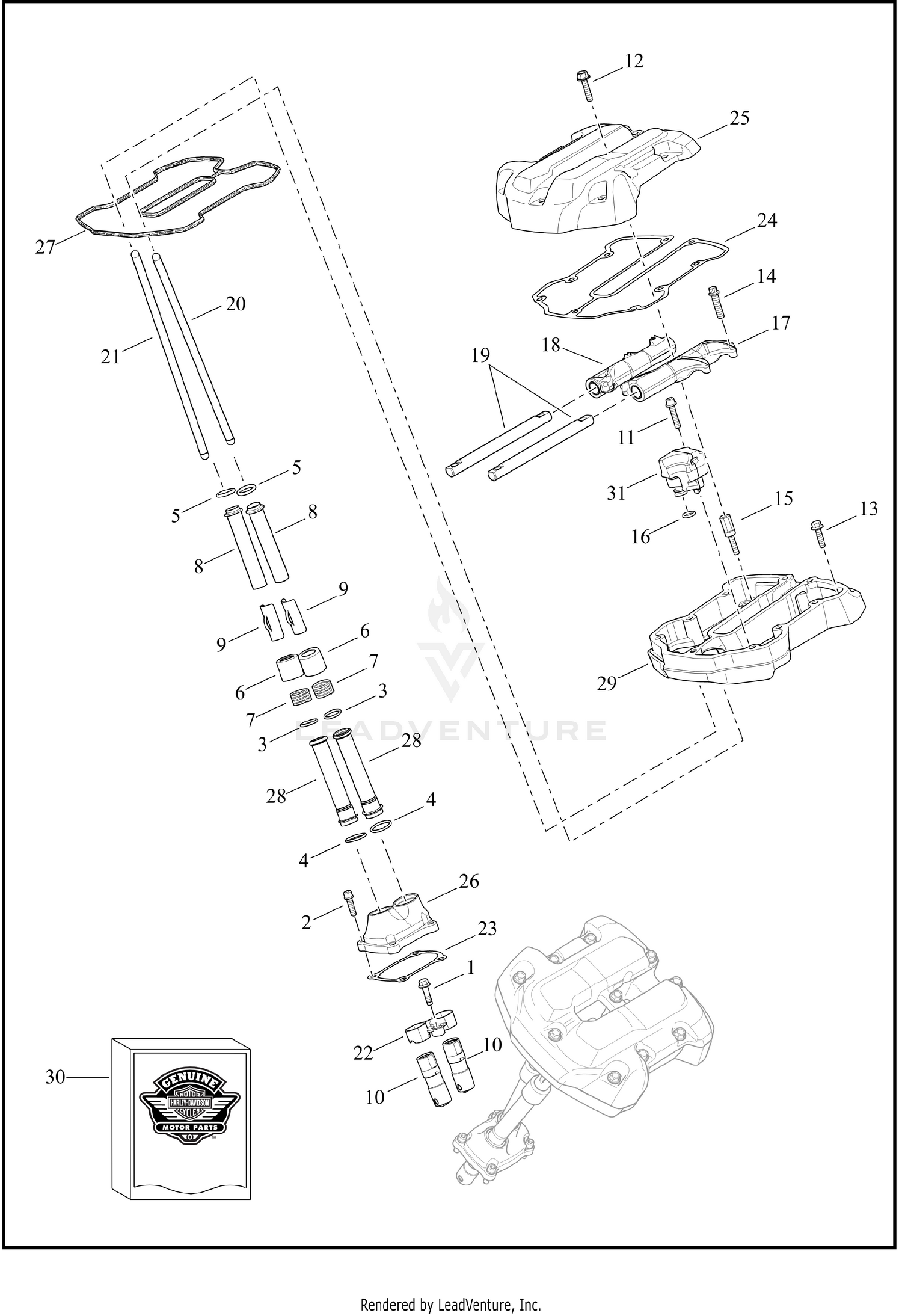 ROCKER ARM ASSEMBLY AND PUSHRODS