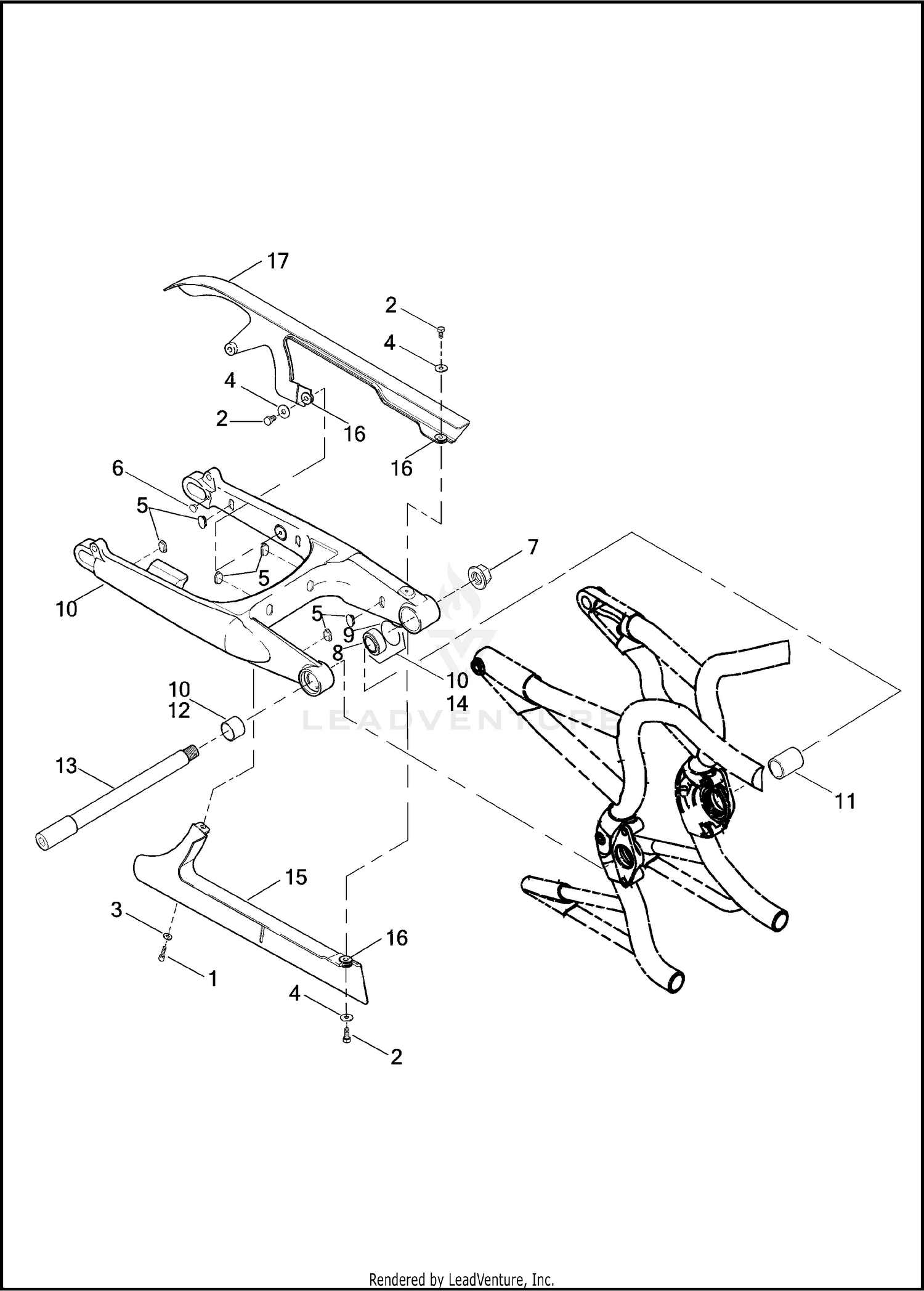 FORK REAR, DEBRIS DEFLECTOR & BELT GUARD