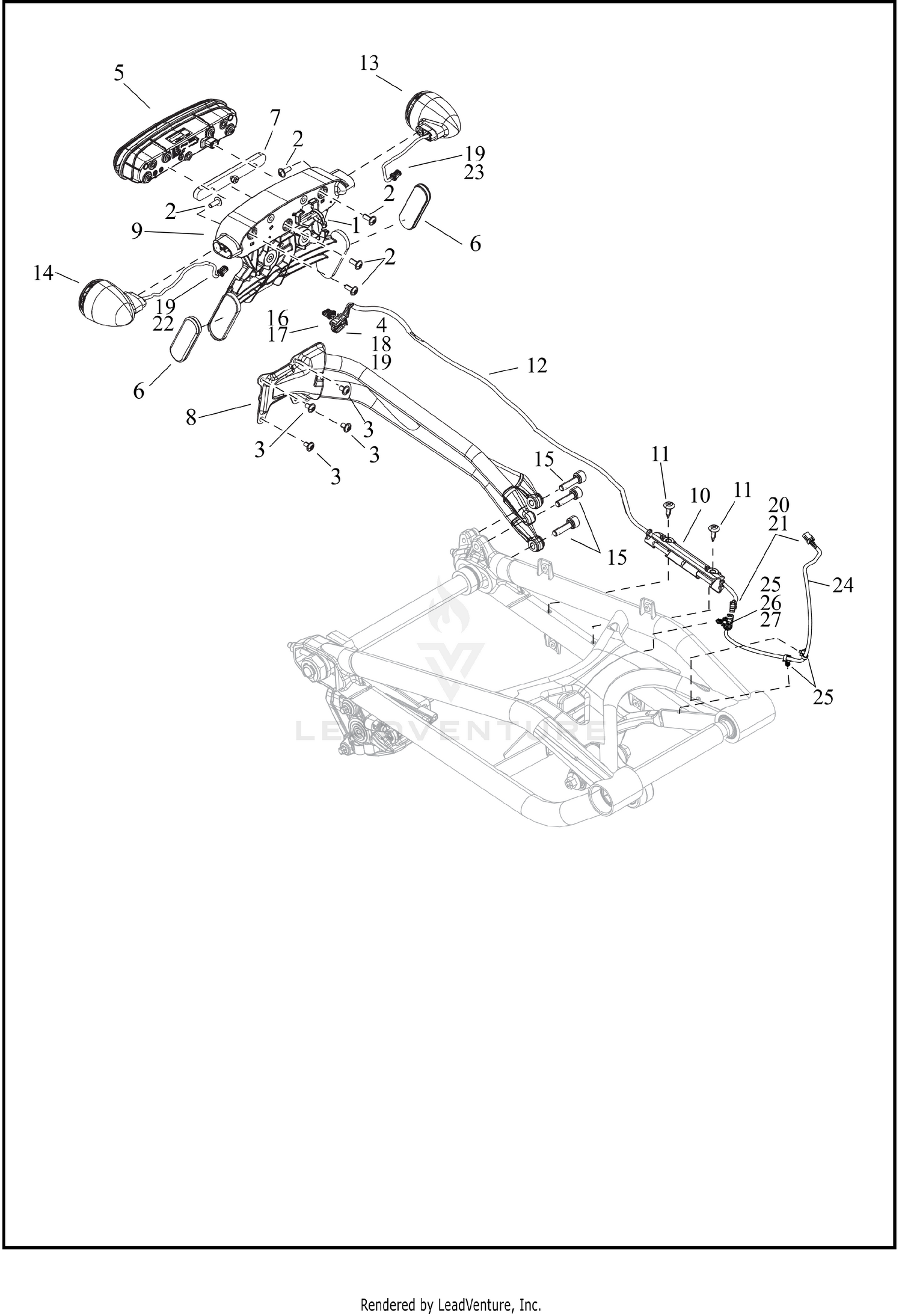 LICENSE PLATE BRACKET AND TURN SIGNALS, REAR