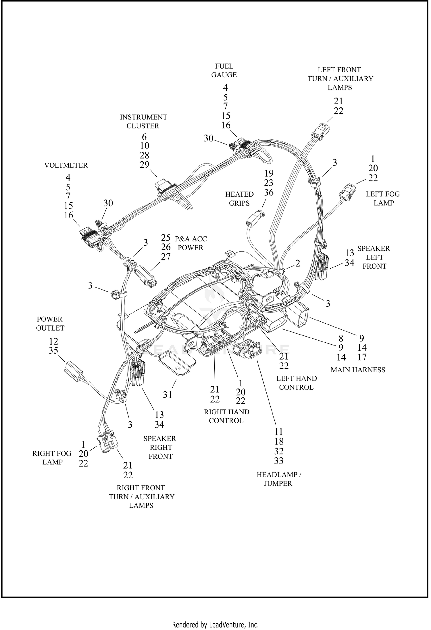 WIRING HARNESS, FAIRING - FLHTCUTG -DOMESTIC, JAPAN, AUSTRALIA