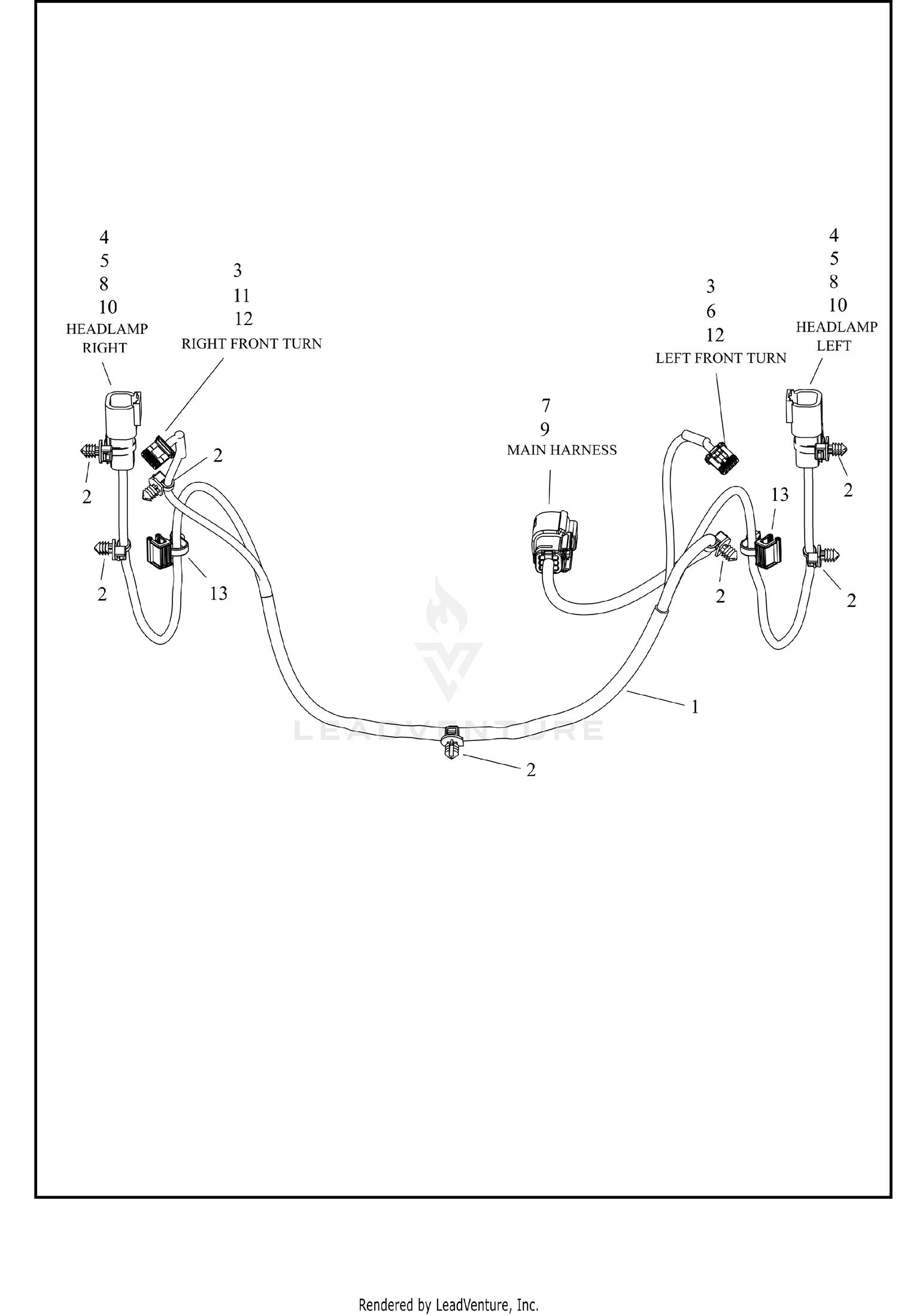 WIRE HARNESS, OUTER FAIRING - FLHLT (ENG, HDI, CHN)