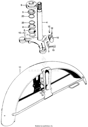 Cb100 Steering Stem + Front Fender K2 Schematic