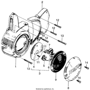 Left Crankcase Cover + Points Schematic