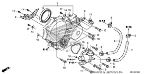 Left Crankcase Cover + Water Pump Schematic
