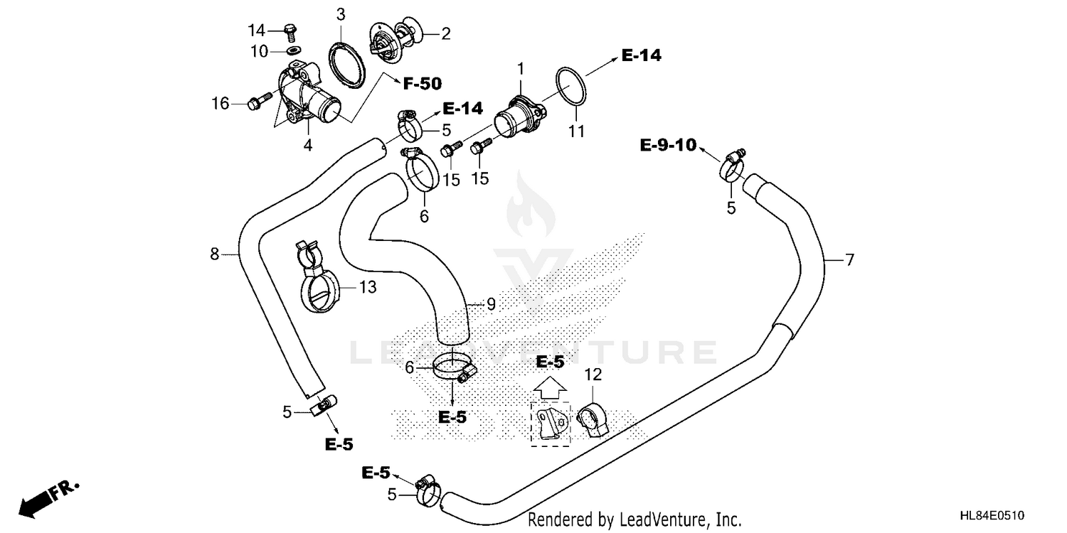 WATER HOSE@THERMOSTAT