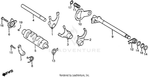Gearshift Drum + Gearshift Spindle Schematic