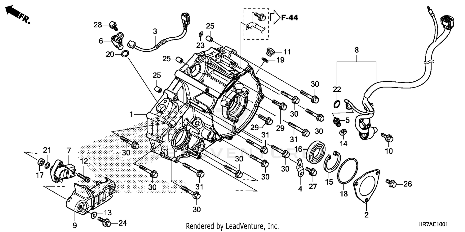REAR CRANKCASE COVER     (TRX420FA5/FA6           '20,'21,'22)