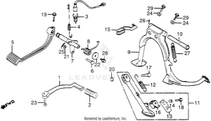 Gearshift Pedal + Brake Pedal + Stands Schematic