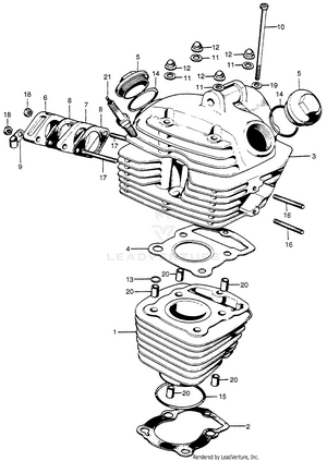 Cylinder + Cylinder Head + Spark Plug Schematic