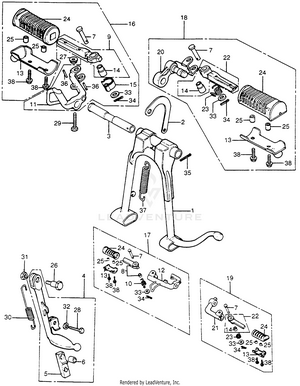 Main Stand + Footpegs + Side Stand Schematic