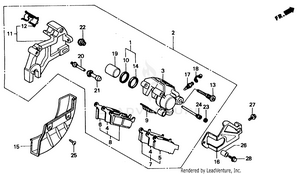 Rear Brake Caliper 91-92 Schematic