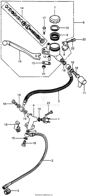 Master Cylinder + Front Brake Hose Schematic