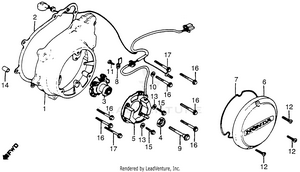 Left Crankcase Cover + Spark Advancer Schematic