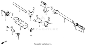 Gearshift Drum + Gearshift Spindle Schematic
