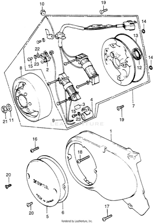 Left Crankcase Cover + Alternator Schematic