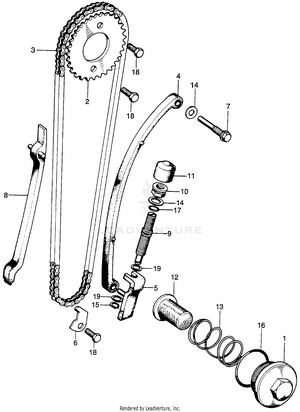 Cam Chain Tensioner + Oil Filter Screen Schematic