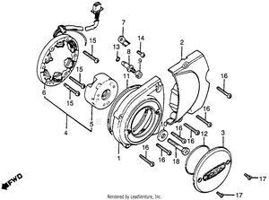 Left Crankcase Cover + Alternator 80 Schematic