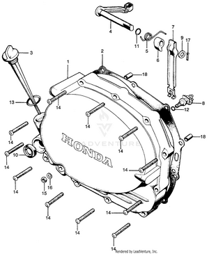 Right Crankcase Cover + Clutch Lever Schematic