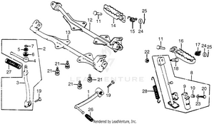 Gearshift Pedal + Footpegs + Side Stand Schematic