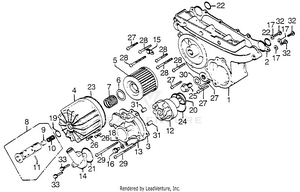 Transmission Cover + Water Pump + Oil Filter Schematic