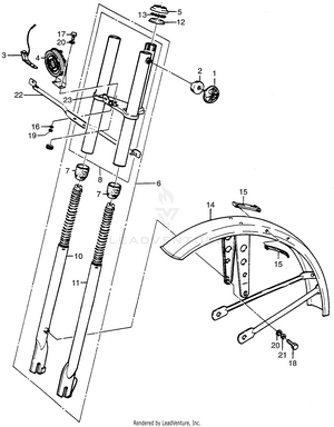 Front Fork + Front Fender + Horn Schematic
