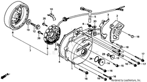 Left Crankcase Cover 91-92 Schematic