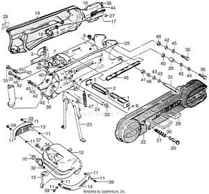 Swingarm + Air Cleaner + Muffler Schematic