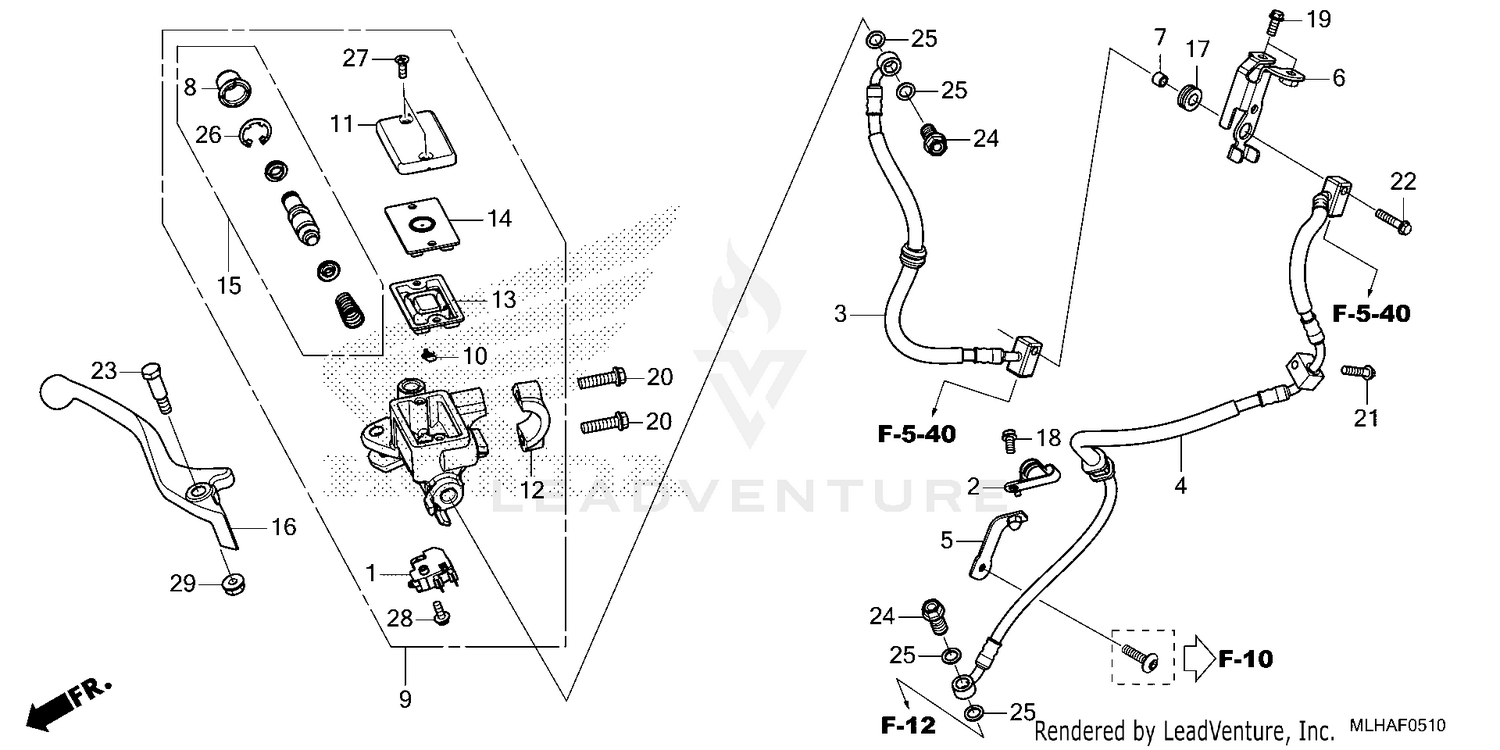 FRONT BRAKE MASTER       CYLINDER (CMX500A/A2)