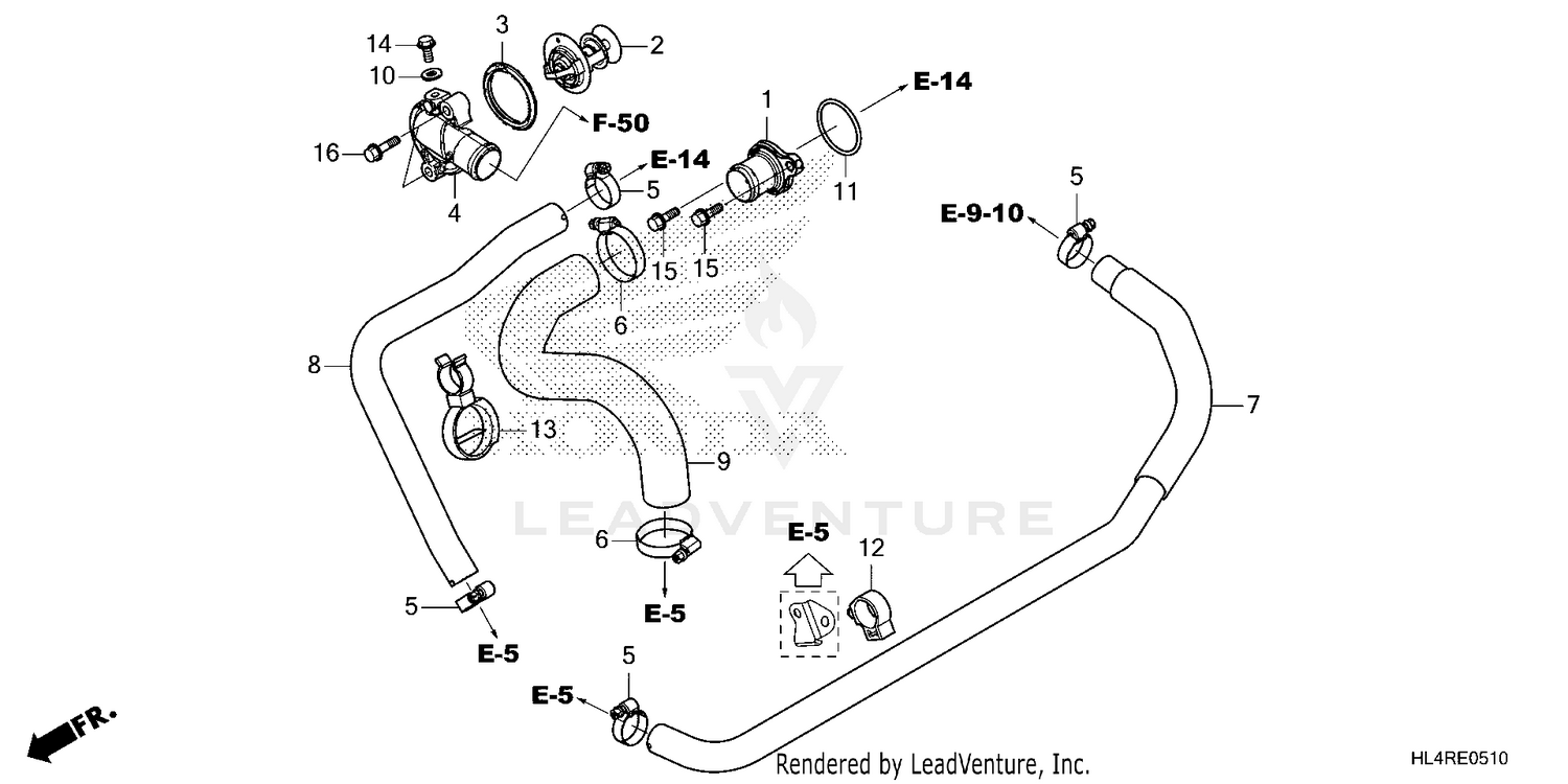 WATER HOSE@THERMOSTAT
