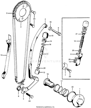 Cam Chain Tensioner + Oil Filter Screen Schematic