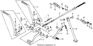 Change + Brake Pedal + Kick Starter Arm Schematic
