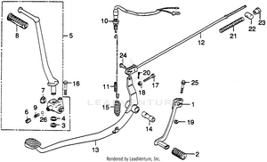 Brake Pedal + Change Pedal + Kick Starter Arm Schematic