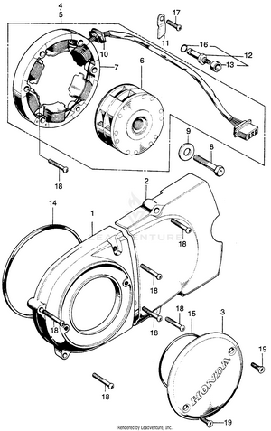 Left Crankcase Cover + Alternator Schematic