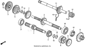 Transmission + Kick Starter Spindle Schematic