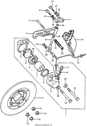 Front Brake Caliper + Disc Schematic