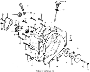 Right Crankcase Cover + Clutch Lever Schematic