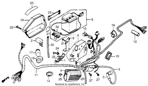 Wire Harness + Battery + Ignition Coil + Right Side Cover Schematic