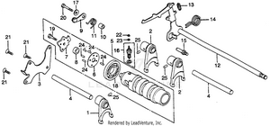 Gearshift Drum + Gearshift Arm Schematic