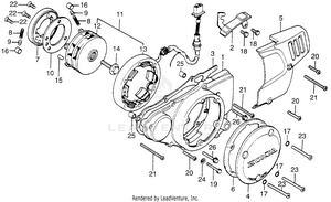 Left Crankcase Cover + Alternator Schematic