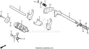 Gearshift Drum + Gearshift Fork Schematic