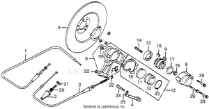 Disk Brake + Caliper + Cable Schematic